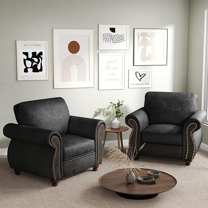 Mid-Century Modern Single Sofa with Rivet Design (Grey, Single)