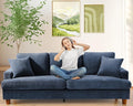 Kidirect 87in Corduroy Couch, Sofa No Tool Assembly, Comfy Couches for Living Room 21in Deeper Seats, Corduroy Sofas for Living Room with 2 Pillows, Oversized Loveseat Sofa, Boho Love Seat Blue Couch