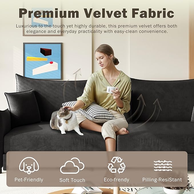 KEIKI 81.9" Sleeper Sofa, 3-in-1 Pull Out Couch Bed with Premium Velvet Upholstery, Perfect for Movie Nights, Overnight Guests, and Modern Home Decor