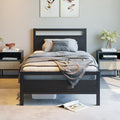 BOFENG Black Twin Bed Frame with Wood Headboard,Metal Single Platform Bed Frame Twin Size No Box Spring Needed,Heavy Duty Metal Slats Support,Noise Free,Single Bed Base,Easy Assembly
