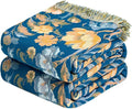 LUTBM Boho Throw Blanket for Bed Cotton Spring Blankets Twin Size for Bedroom Living Room All Season Lightweight Floral Bird Embroidery Breathable Quilt for Couch Sofa Chair 60"x80" Home Decor