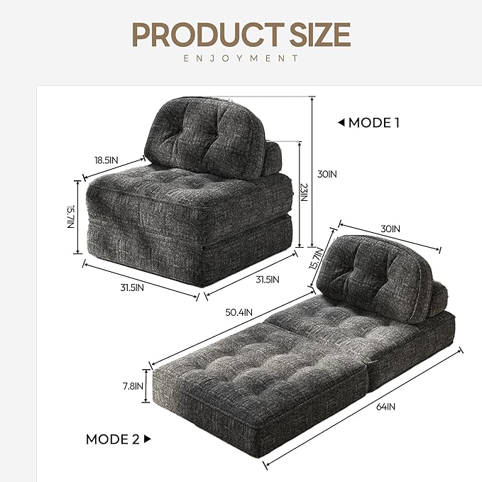 Dowinx Folding Sofa Bed with Pillow, Small Convertible Comfy Couch Bed for Adults Home Lounge and Gaming, Modern Comfortable Design for Apartment Living Room Bedroom, Smooth Velvet, Black