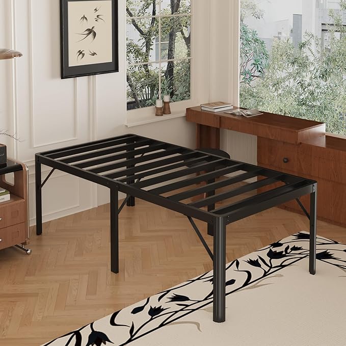 Yicensen 22 Inch High Twin Bed Frames with Rounded Corner Legs, Heavy Duty Metal Twin Size Platform Bed Frame No Box Spring Needed, Easy Assembly, Noise Free, Black