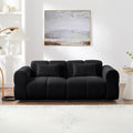 80" Modern Sofa Couch, Comfy Deep Seat Lambswool Cloud Sofa, Upholstered 3-Seater Boucle Couch, Oversized Loveseat for Living Room, Bedroom, Office, Apartment(Black)