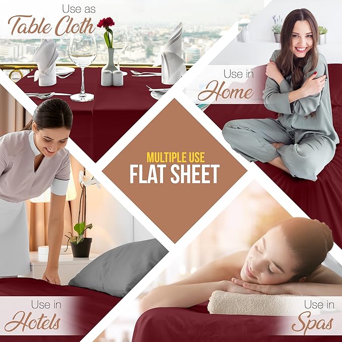 Utopia Bedding Flat Sheet - Soft Brushed Microfiber Fabric - Shrinkage & Fade Resistant Top Sheet - Easy Care - 1 Flat Sheet Only (King, Burgundy)