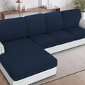 H.VERSAILTEX Sectional Couch Covers 1 Piece Chaise Slipcover L Shape Separate Cushion Couch Cover for Both Left/Right Sectional Couch (Seat Only: 1 Chaises, Navy)