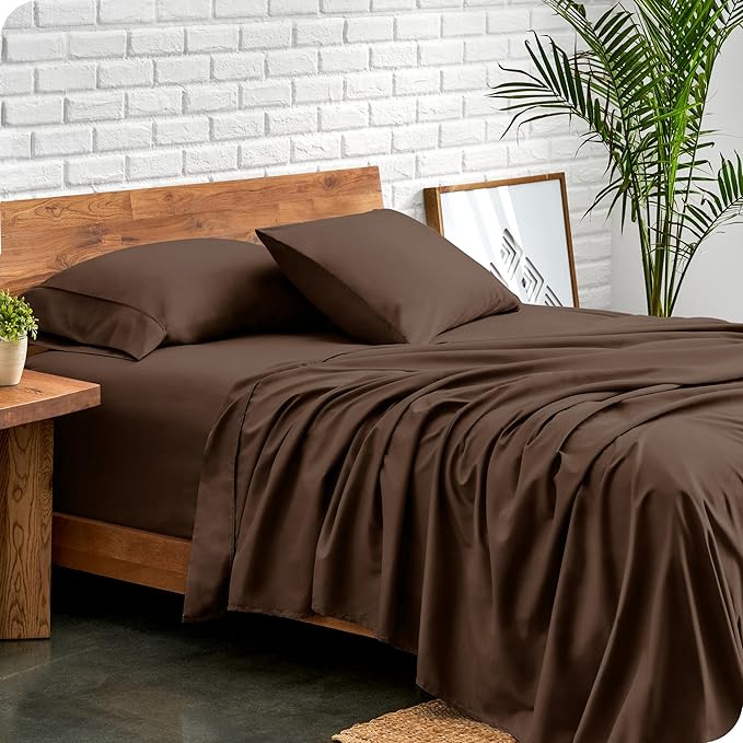 Bare Home Full Sheet Set - 1800 Ultra-Soft Microfiber Full Bed Sheets - Double Brushed - Deep Pockets - Easy Fit - 4 Piece Set - Bedding Sheets & Pillowcases (Full, Cocoa)