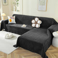 OstepDecor Sectional Couch Covers 2 Pieces, L Shaped Sofa Cover, Chenille Couch Cover for Dogs Washable, Couch Cover Blanket, Sofa Slipcover for 2-3 Cushion Couch (71"x102"+71"x118", Black)
