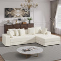 111'' Modular Sectional Cloud Couches with Chaise, L Shaped Extra Large Sleeper Couch Reversible Fluffy Corduroy with 8pcs Pillows for Living Room(Beige Right Facing Chaise)