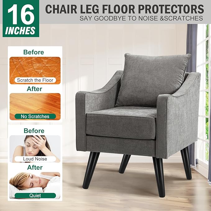 FoDau770 Black Rubber Wood Furniture Legs 16 Inches, Slant Tapered Wood Feet Mid Century Table Legs Set of 4, 5/16" UNC Screw-in Furniture Feet - Max Leg Diameter 2.3"