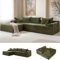 110" L-Shaped Modular Sectional Sofa with Chaise, Boneless Comfy Corduroy Fluffy Couch with Deep Seat and Side Pockets, Flexible Module Combination for Living Room, No Assembly, Side Pockets