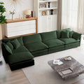 mikibama Modular Sectional Sofa, 146.5 Inch L Shaped Couch Set for Living Room, 4-Seater Comfy Cloud Couches with Movable Ottoman, DIY Combination, Chenille, Evergreen