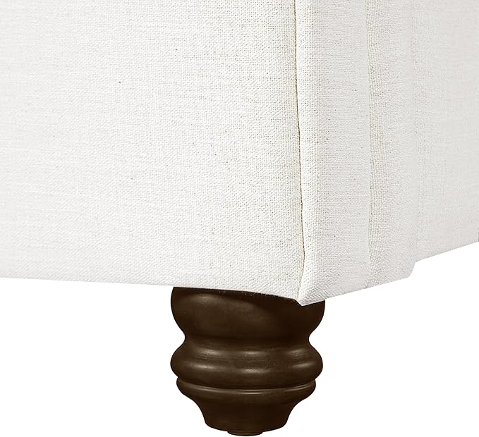 Christopher Knight Home Chenzi Linen Upholstered Queen Bed Frame with Headboard and Footboard, Wooden Platform Queen Size Bed Frame and Double-Layer Oval Legs, No Box Spring Needed, White