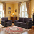 Living Room Furniture Sets,Sofa Sets and Couch Sets for Living Room,Mid-Century Vintage Sofa Couches with Rivet Design (Brown, Single+Loveseat)