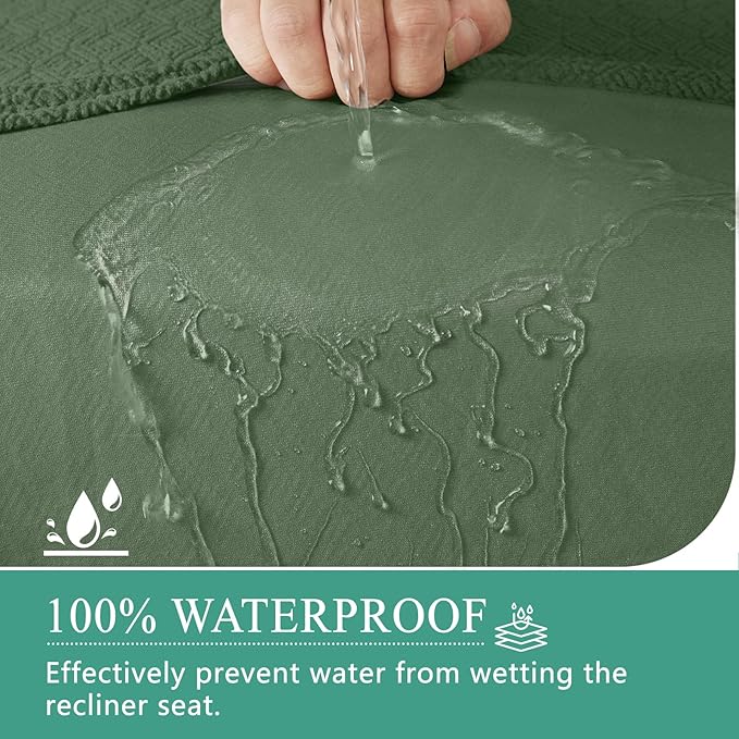 Waterproof Reclining Sectional Couch Covers Washable L Shaped Couch Cover for Sectionals Recliner Sofa Covers Stretch Corner Recliner Slipcovers for Dogs (Additional Seat Cover, Green)