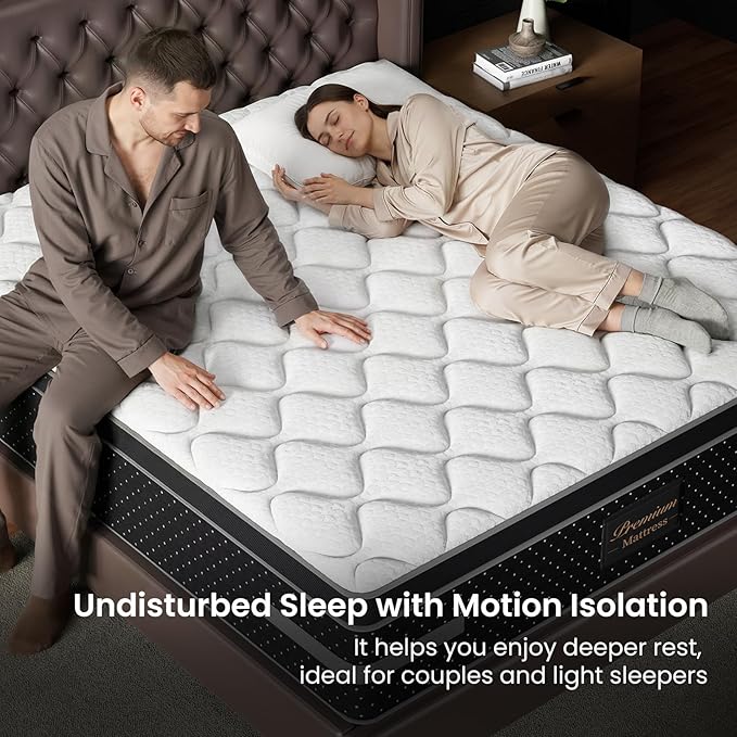Extra Firm Queen Mattress 12 inch Premium Hybrid Mattresses in a Box with Back & Lumbar Support, Pocket Spring Bed for Motion Isolation, CertiPUR-US Certified,365 Night Trial,10 Years Warranty