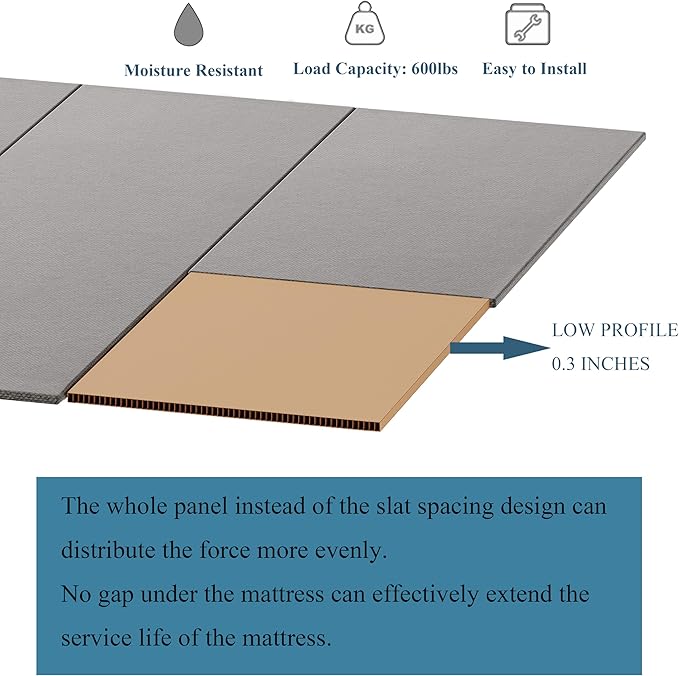 RLDVAY Bunkie Board King, Large Double Bed Support Under Mattress, Light and Thin/Breathable/Noise Minimizing Bunky Boards, Whole Bed Board Design (No Spacing), Low Profile Bed Board