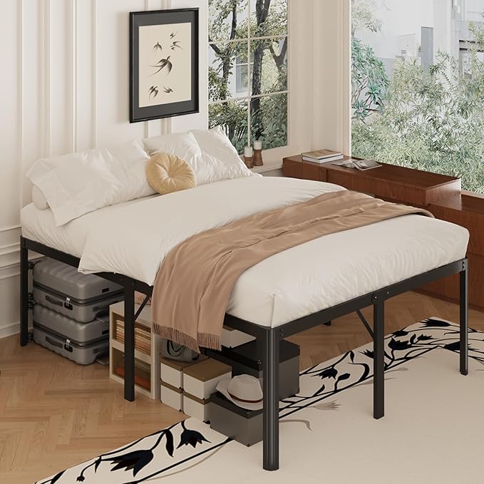 Yicensen 22 Inch High California King Bed Frames with Rounded Corner Legs, Heavy Duty Cal King Metal Platform Bed Frame No Box Spring Needed, Easy Assembly, Noise Free, Black