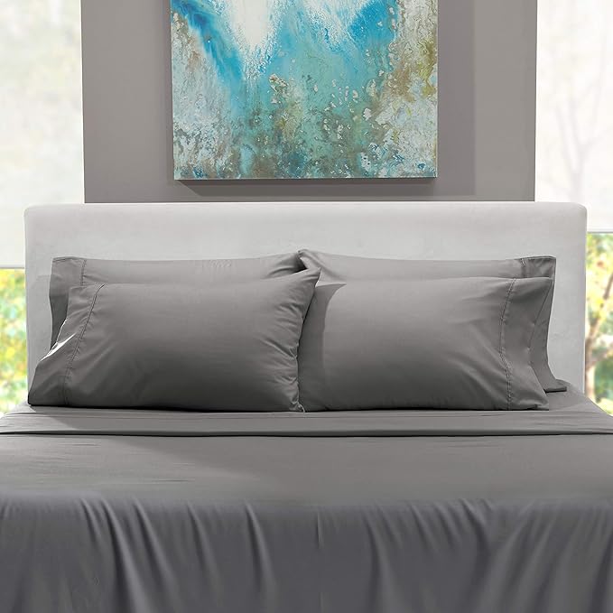 Hearth & Harbor Extra Deep Pocket Sheets - Fits Mattress 18-24 Inches Deep - Extra Deep Pocket Twin Sheets Sets - 4 Piece Twin Size - Gray