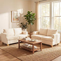 YOUDENOVA 2 Piece Set Comfy Sofa Couch, Loveseat Sofa * 2 with Deep Seats, Modern Sleeper Couch for Living Room, Beige Chenille