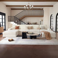 Modular Sectional Boneless Sofa, 160.63" Oversized Modern Cloud Couch Sectional Sofa with U-Shaped Chaise Comfy Corduroy Fluffy Couch with Deep Seat Couches for Living Room Bedroom, White