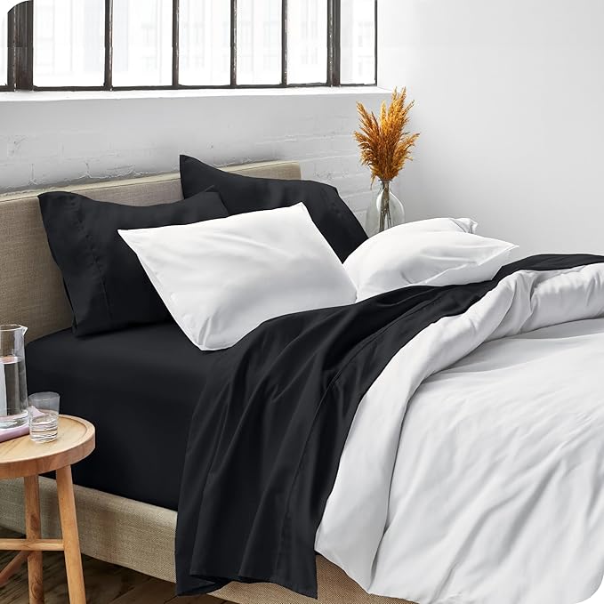 Bare Home Twin XL Sheet Set - 1800 Ultra-Soft Microfiber Twin Extra Long Bed Sheets - Double Brushed - Deep Pockets - Easy Fit - 3 Piece Set - Bedding Sheets & Pillowcases (Twin XL, Black)
