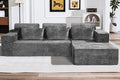 HABUTWAY 105" L-Shape Modular Sectional Sofa Couch for Living Room,No Assembly Required,Modular Comfy Sofa with Deep Seat for Living Room Bedroom,Luxury Distressed Velvet(Right,Grey)