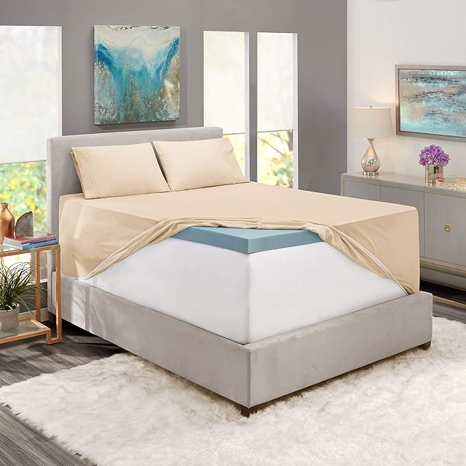 Hearth & Harbor Luxury Soft 6 Piece Bed Sheet Set Extra Deep Pocket Fitted Sheets Fits Mattress up to 21", Double Brushed Bedding, King, Cream