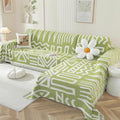 OstepDecor Boho Sectional Couch Covers 2 Pieces, L Shaped Sofa Cover, Chenille Couch Cover for Dogs Washable, Couch Cover Blanket, Sofa Slipcover for 2-3 Cushion Couch (71"x102"+71"x118", Green)