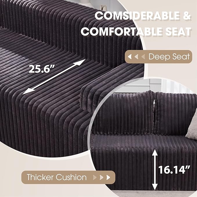 Hobestluk Modular Sectional Sofa Couches L-Shape Couch 3 Seat Modular Sofa Memory Foam Sectional Couches for Living Room, Cloud Couch with Oversized Chaise (96" Left Facing Chaise)