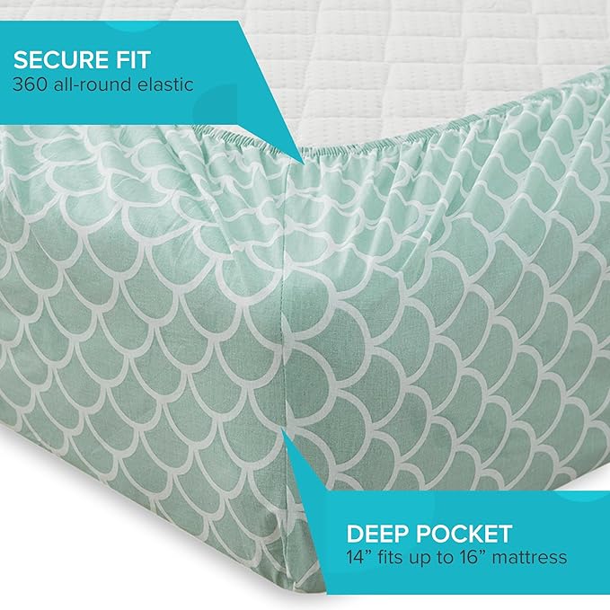 Comfort Spaces 100% Cotton Sheet Set Breathable, Lightweight, Soft with 14" Elastic Pocket Fits up to 16" Mattress, All Season Cozy Bedding, Matching Pillow Case, Queen Scales 4 Piece