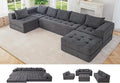 MAXYOYO Modular Sectional Sofa Couch, Foldable U Shaped Cloud Couch with Pillows, Tufted 7-Seat Boneless Sleeper Lounger Floor Sofa Bed for Living Room, No Assembly Required, Dark Grey