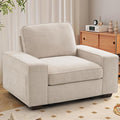 TEKAMON 45" Accent Chair with Seat Storage, Oversized Wide Single Sofa Chair, Modern Chenille Fabric Armchair for Living Room/Office with Wide Armrests, Side Pockets, USB Port, Washable Covers, Beige