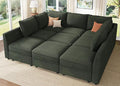 HONBAY Modular Sectional Sleeper Sofa with Storage, Modular Convertible Sectional Couch Bed Module Sleeper Couches for Living Room - Green
