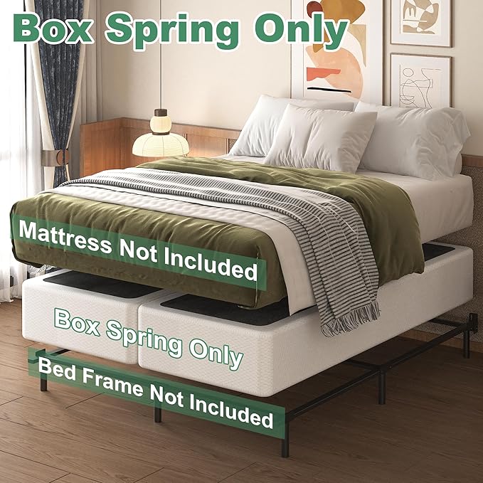 Lutown-Teen 9 Inch Split Queen Box Spring Bed Base, 3500lbs Heavy Duty Metal High Profile Box Spring for Queen Bed Mattress Foundation with Fabric Cover, Noise-Free, Non Slip, Easy Assembly