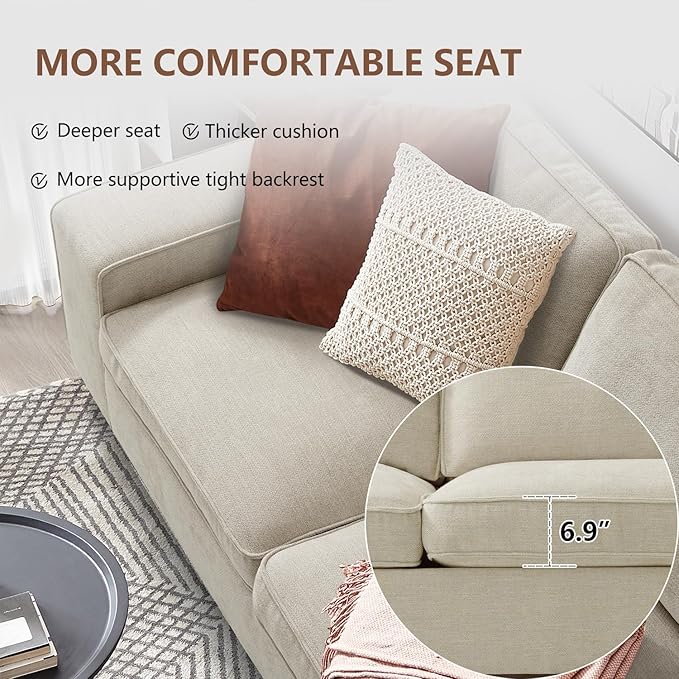ASHOMELI 99" Convertible Sleeper Sofa Bed,L Shaped with Storage Chaise Pull Out Couch for Living Room,USB and Type-C,Removable Washable Chenille Covers (Beige)