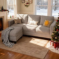 SUNLEI Convertible Sectional Sofa for Small Spaces, L Shaped Modular Sofa with Reversible Chaise & Ottoman Storage, 3 Seat Modern Small Couches for Living Room in Apartment, Linen Fabric, Light Grey