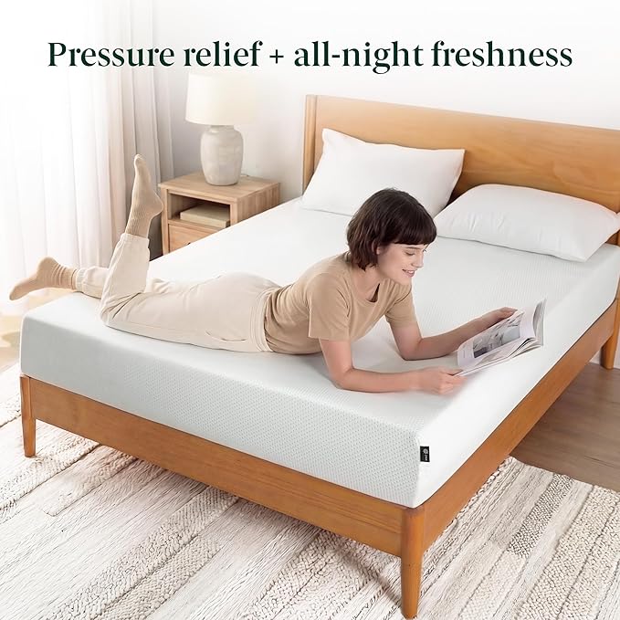Zinus 8 Inch Full Green Tea Memory Foam Mattress [New Version], Fiberglass Free, Medium Firm Feel, Zoned Pressure Relief, Certified Safe Foams & Fabric, Mattress in A Box