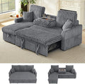 Sleeper Sofa Bed, 81” Pull Out Couch Bed with Reversible Storage Chaise, 3 in 1 L-Shaped Couch with Charging Station, Cup Holder, Side Pocket, Plush Corduroy Couches for Living Room(Light Grey)
