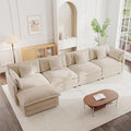 mikibama Modular Sectional Sofa, 146.5 Inch L Shaped Couch Set for Living Room, 4-Seater Comfy Cloud Couches with Movable Ottoman, DIY Combination, Chenille, Light Coffee