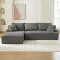 Sectional Cloud Boneless Couch 106" Modern Comfy L-Shape Corner No Assembly Required Convertible Compression Sleeper Modular Sofa with Corduroy Fabric Deep Seat Loveseat + Chaise for Living Room