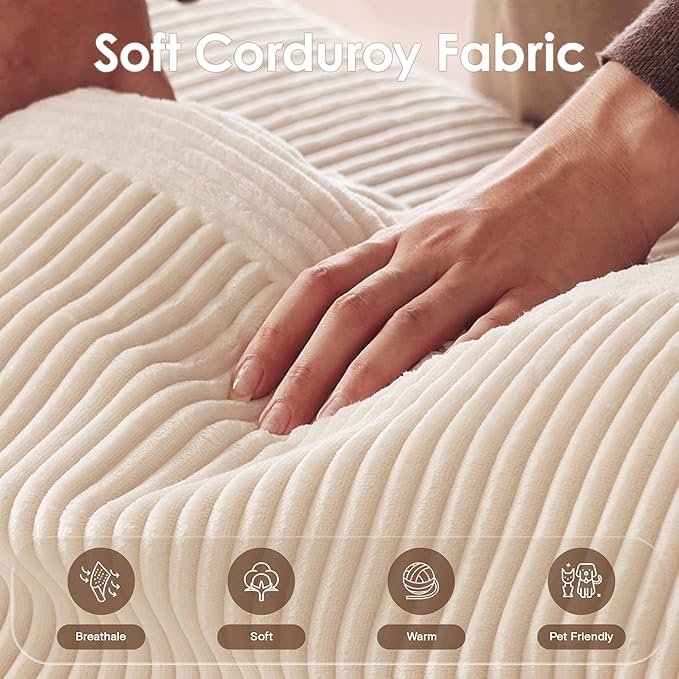 Modular Sectional Sofa, 120.47" Modern Cloud Couch Sectional Sofa with U-Shaped Chaise Comfy Corduroy Fluffy Couch with Deep Seat Boneless couches for Living Room Bedroom, White