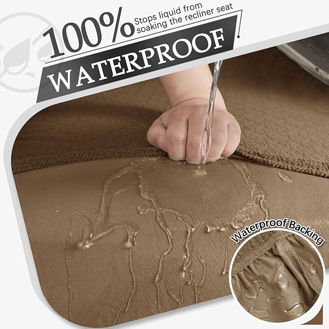 Couch Covers for Sectional Sofa Reclining L Shape Waterproof Washable Sectional Couch Covers Super Stretch Recliner Sofa Slipcover(5 Seater Cover,Brown)