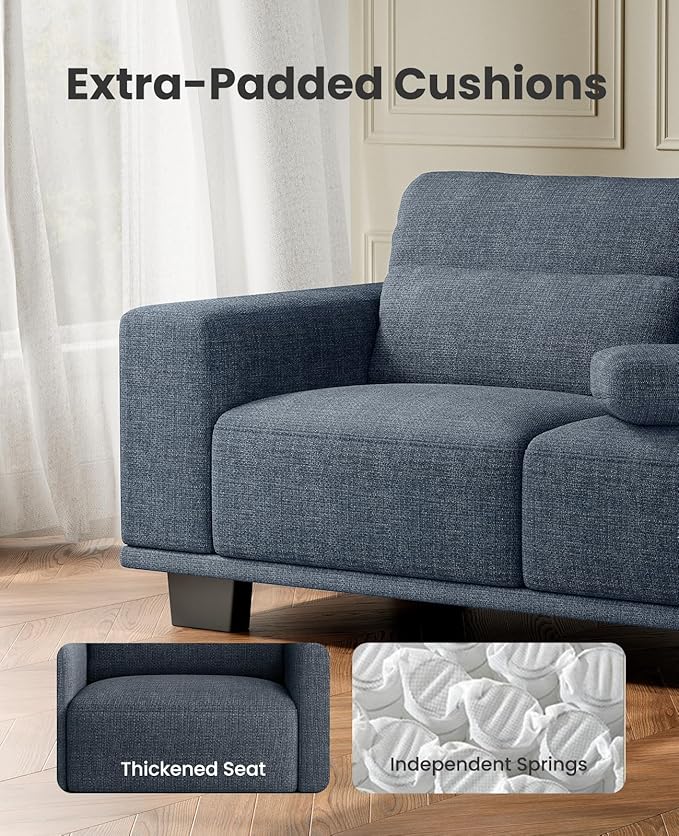 Amada 40" Oversized Accent Sofa Chair, Modern Armchair with Deep Seat, Comfy Upholstered Large Reading Chair with Removable Washable Covers for Living Room & Bedroom Office, Blue