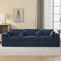 115''Cloud Boneless Sectional Couch, Modular Sectional Sofa Deep Seat, Oversized Upholstered Convertible Comfy 3 Seater Chenille Memory Foam Sofa Couches for Living Room, Navy