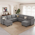Belffin 107.1" 9 Seats Modular Sectional Sofa U Shaped Couch Big Corner Washable Sectional Couches for Living Room Comfy Couches with Storage Seat Couch Sofas with Chaise,Grey