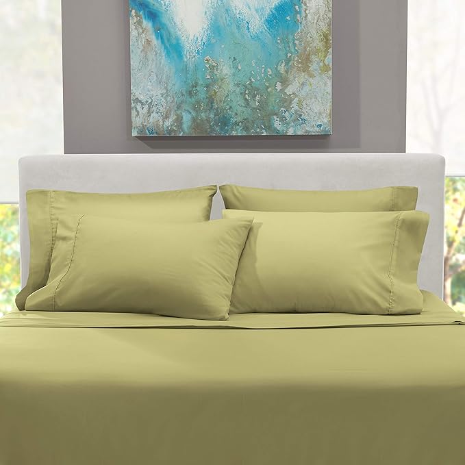 Hearth & Harbor Extra Deep Pocket Sheets - Fits Mattress 18-24 Inches Deep - Extra Deep Pocket Split King Size Sets - 7 Piece Split King Size - Sage