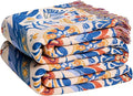 LUTBM Boho Throw Blanket for Couch Sofa Chair Cotton Spring Blankets for Bedroom Living Room All Season Soft Lightweight Reversible Floral Bird Embroidery Throws 50"x60"
