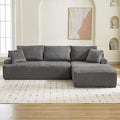 Sectional Cloud Boneless Couch 106" Modern Comfy L-Shape Corner No Assembly Required Convertible Compression Sleeper Modular Sofa with Corduroy Fabric Deep Seat Loveseat + Chaise for Living Room