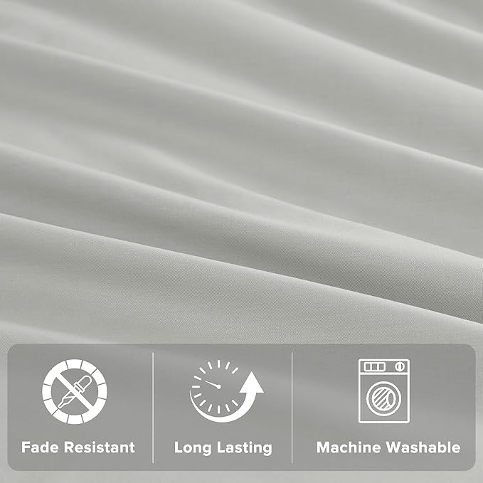 Comfort Spaces Extra Deep Pocket, 100% Cotton Queen Fits up to 24" Mattress, Breathable, Naturally Cool Cotton, Soft Cotton Sheets, All Seasons Sheet Set, Grey 4 Piece